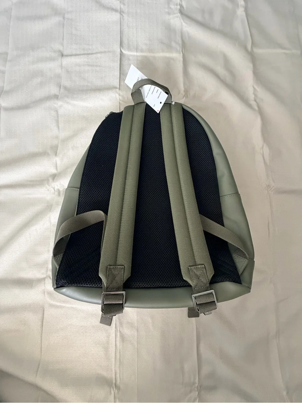 Lacoste Men's Khaki Green Smooth Leather Backpack